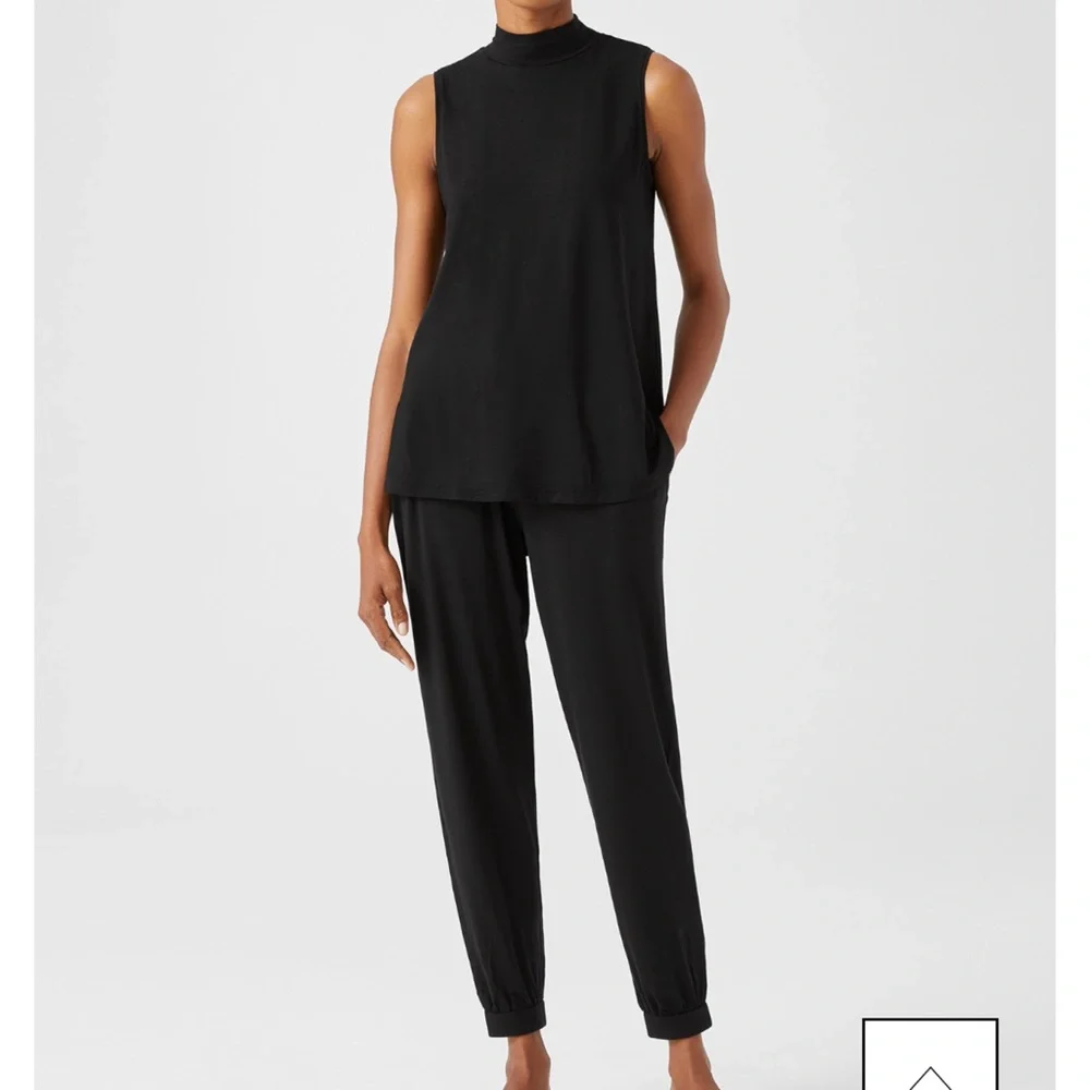 Eileen Fisher White Mock Neck Sleeveless Top - Picture 3 of 10